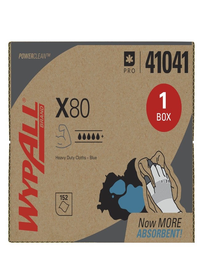 WypAll PowerClean X80 Cloths Heavy Duty Wipes (41041), Brag Box, Extended Use Towels, Blue (1 Pack of 152 Sheets, 152 Sheet Total) - Image 1